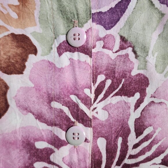 Jams World Shirt Womens Small Purple Floral Hawaiian Camp Short Sleeve Button Up - Picture 2 of 7